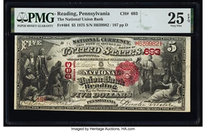 image for: Reading, PA - $5 1875 Fr. 404 The National Union Bank Ch. # 693 PMG Very Fine 25 EPQ....