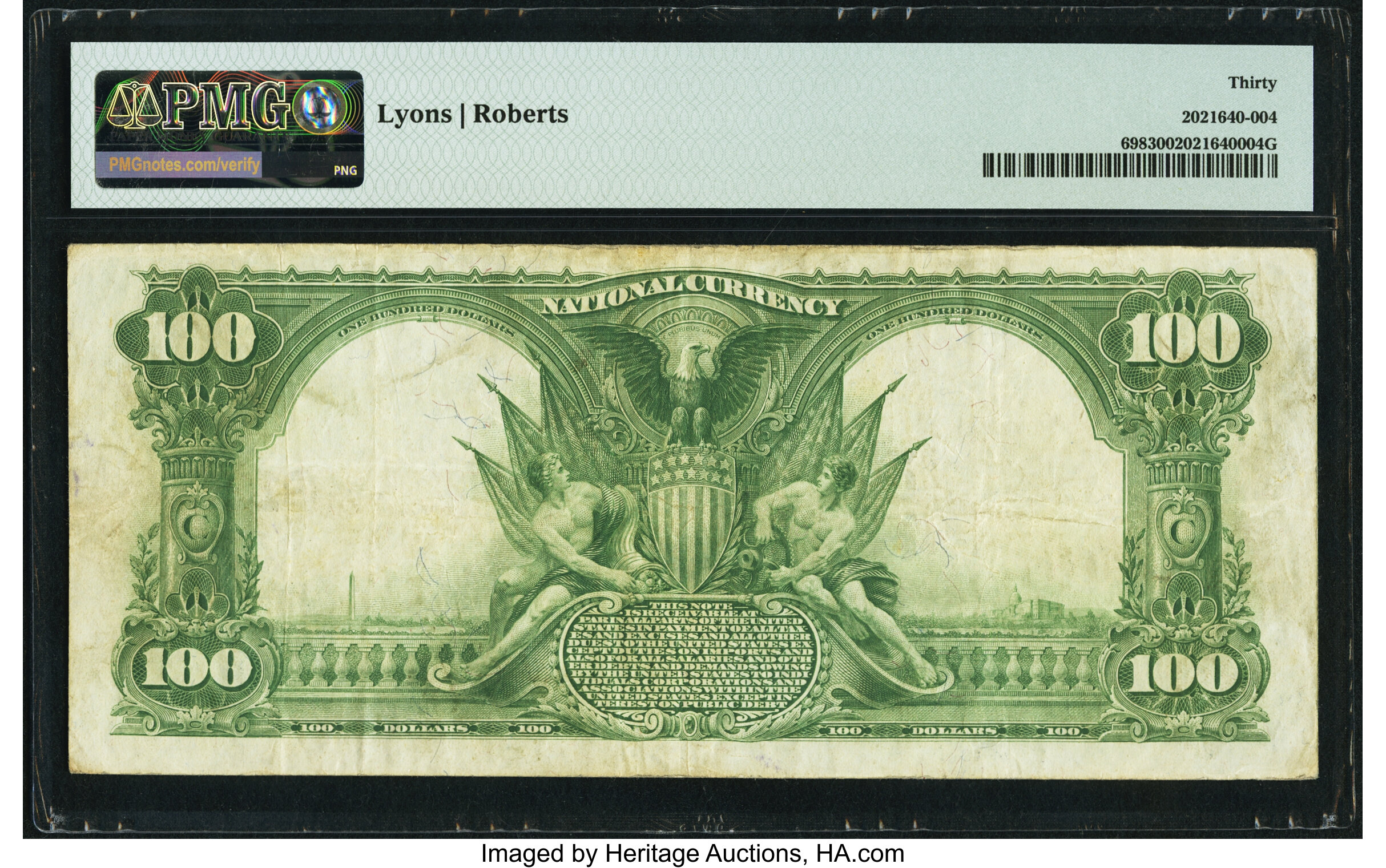 image for: Fort Worth, TX - $100 1902 Plain Back Fr. 698 The Fort Worth National Bank Ch. # 3131 PMG Very Fine 30....