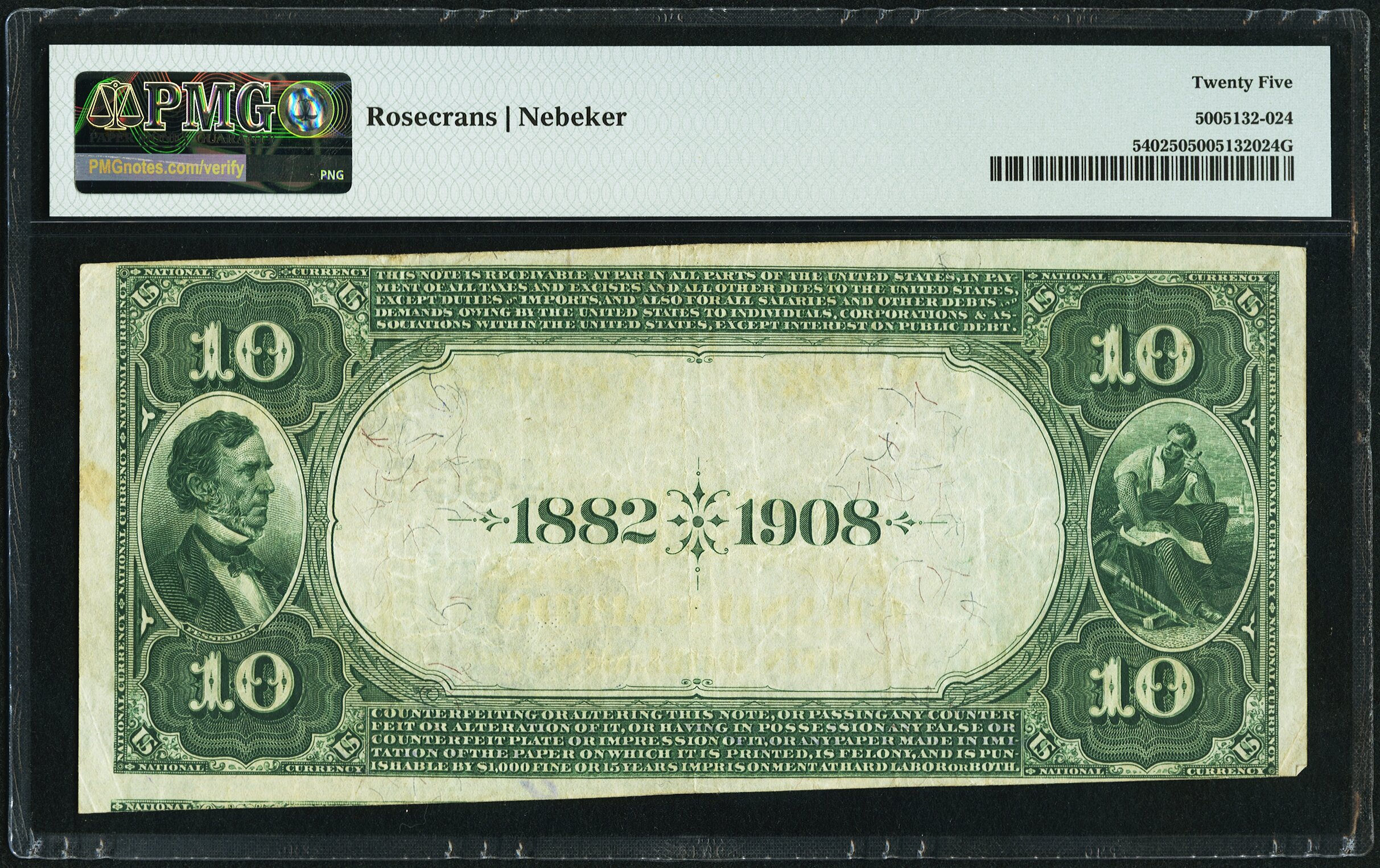 image for: Grand Rapids, WI - $10 1882 Date Back Fr. 540 The Wood County National Bank Ch. # (M)4639 PMG Very Fine 25....