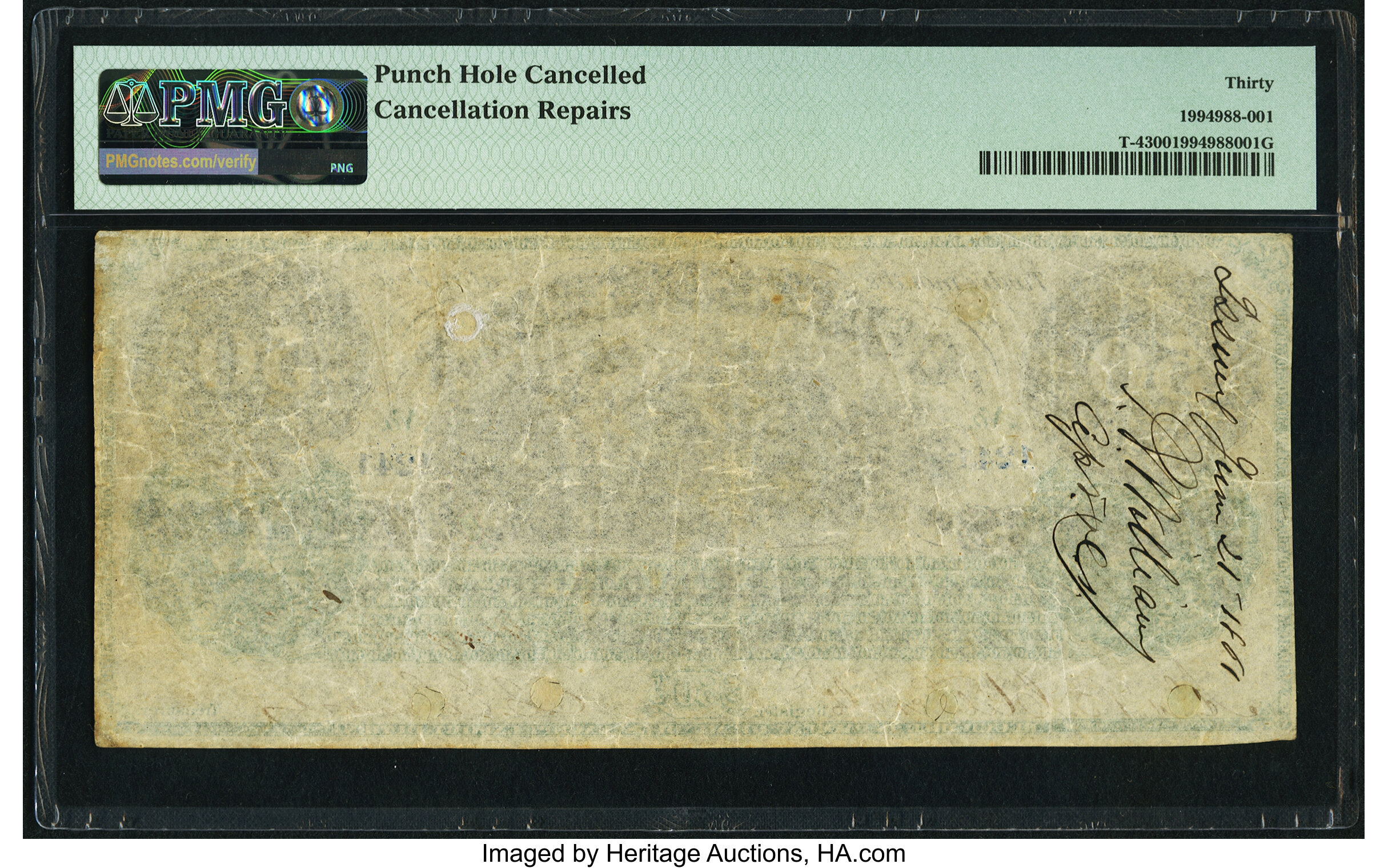 image for: Military Endorsement "T.G. Williams Capt. C. S." T4 $50 1861 PF-2 Cr. 4 PMG Very Fine 30 POC....