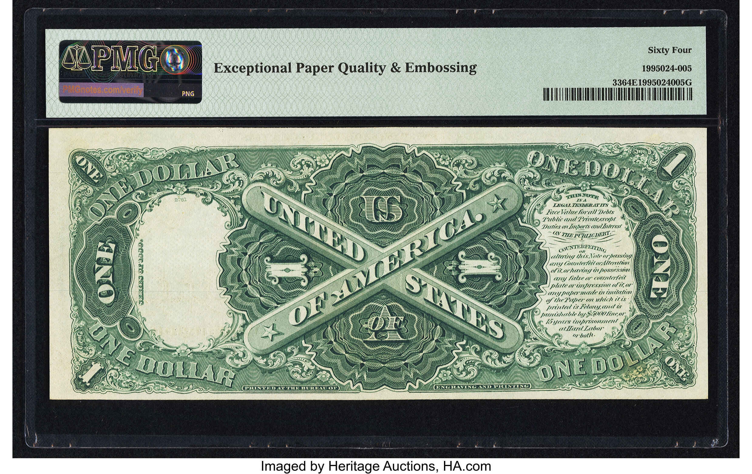 image for: Fr. 33 $1 1880 Legal Tender PMG Choice Uncirculated 64 EPQ....