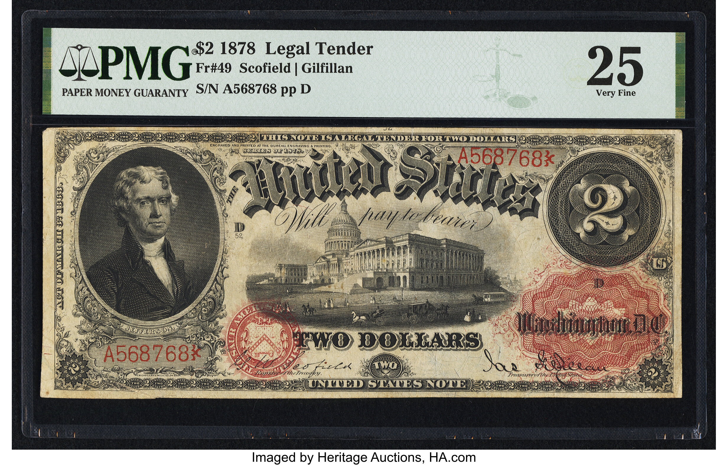 image for: Fr. 49 $2 1878 Legal Tender PMG Very Fine 25....