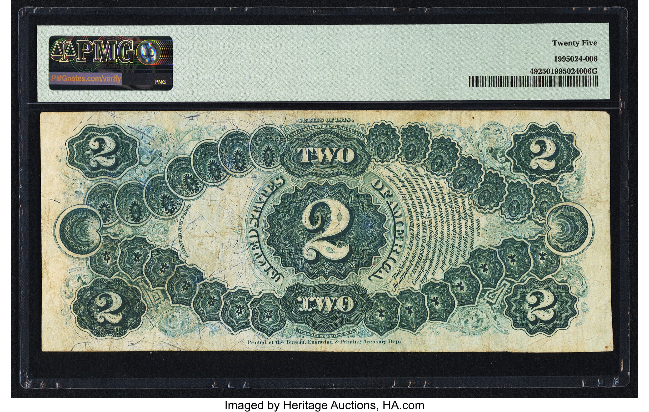 image for: Fr. 49 $2 1878 Legal Tender PMG Very Fine 25....