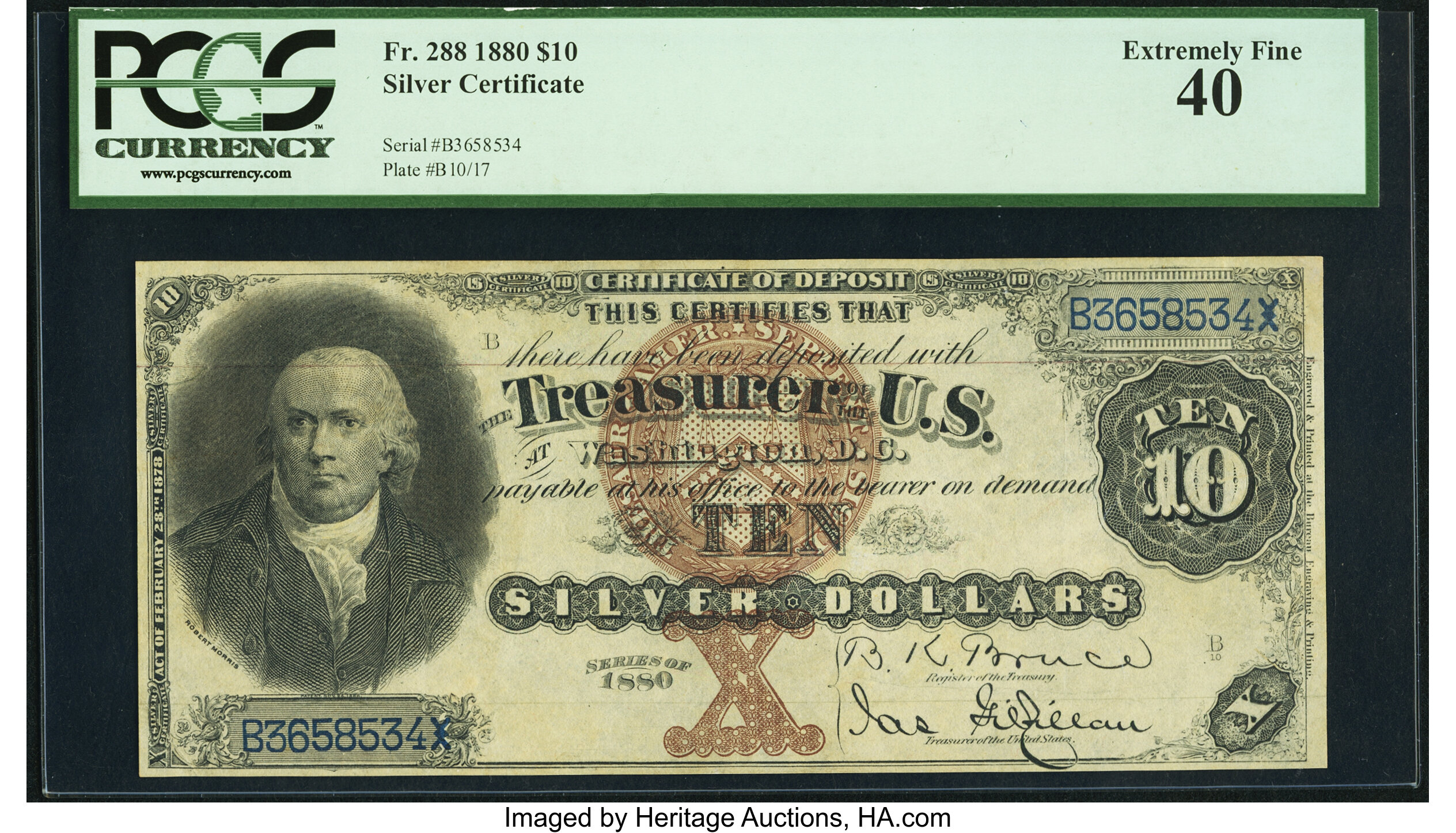 image for: Fr. 288 $10 1880 Silver Certificate PCGS Extremely Fine 40....