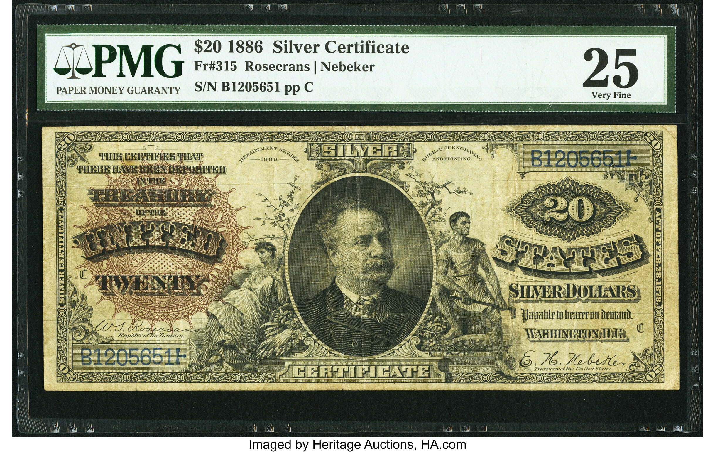 image for: Fr. 315 $20 1886 Silver Certificate PMG Very Fine 25....
