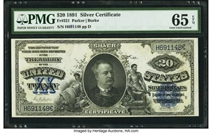 image for: Fr. 321 $20 1891 Silver Certificate PMG Gem Uncirculated 65 EPQ....