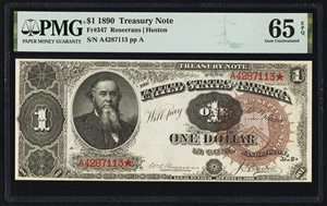 image for: Fr. 347 $1 1890 Treasury Note PMG Gem Uncirculated 65 EPQ....