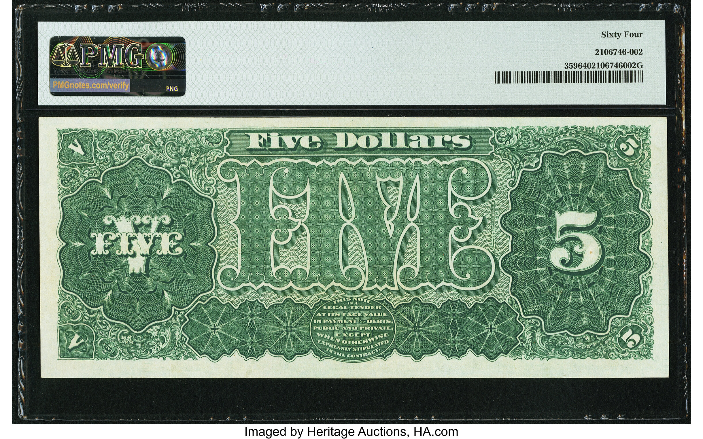 image for: Fr. 359 $5 1890 Treasury Note PMG Choice Uncirculated 64....