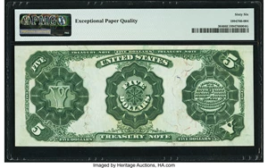 image for: Fr. 364 $5 1891 Treasury Note PMG Gem Uncirculated 66 EPQ....
