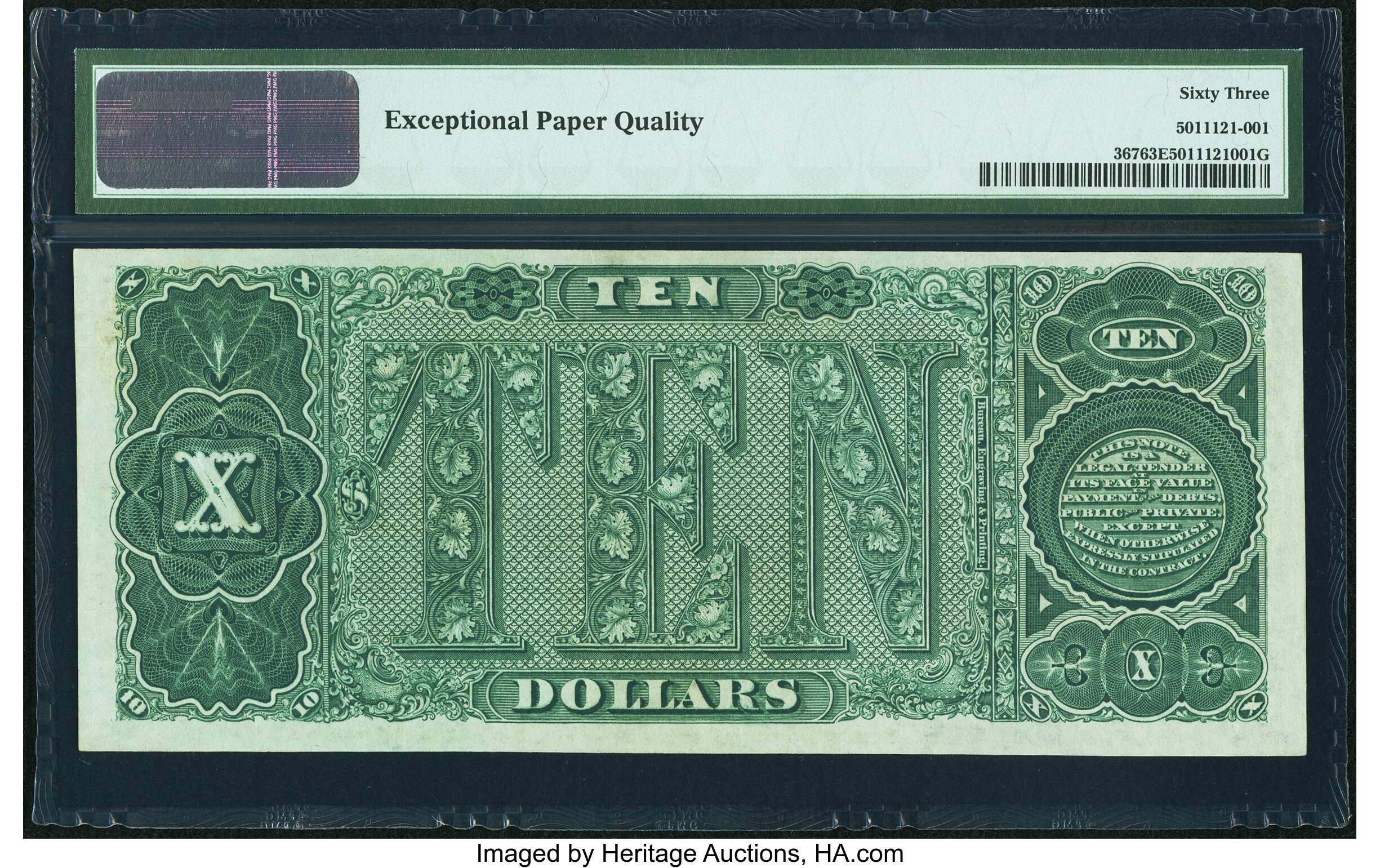 image for: Fr. 367 $10 1890 Treasury Note PMG Choice Uncirculated 63 EPQ....