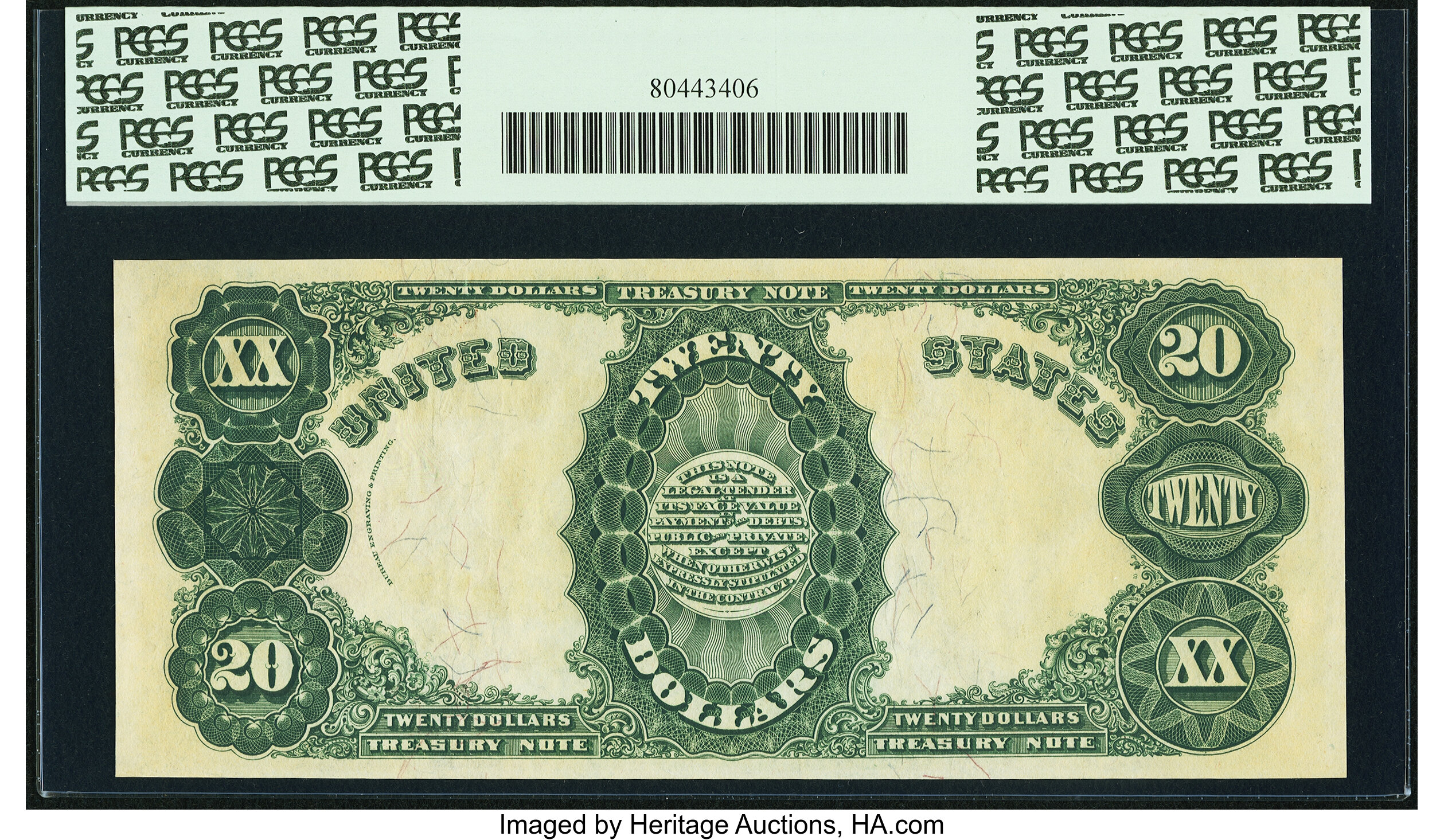 image for: Fr. 375 $20 1891 Treasury Note PCGS Gem New 66PPQ....