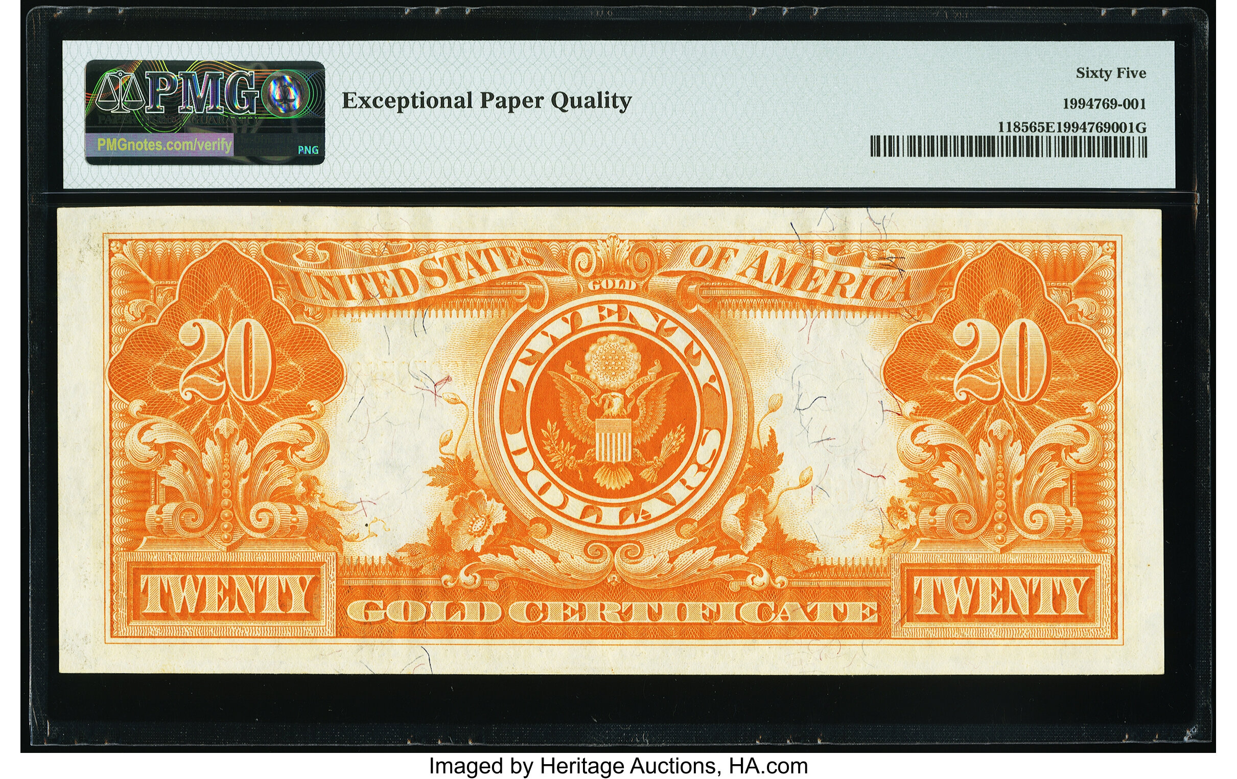 image for: Fr. 1185 $20 1906 Gold Certificate PMG Gem Uncirculated 65 EPQ....