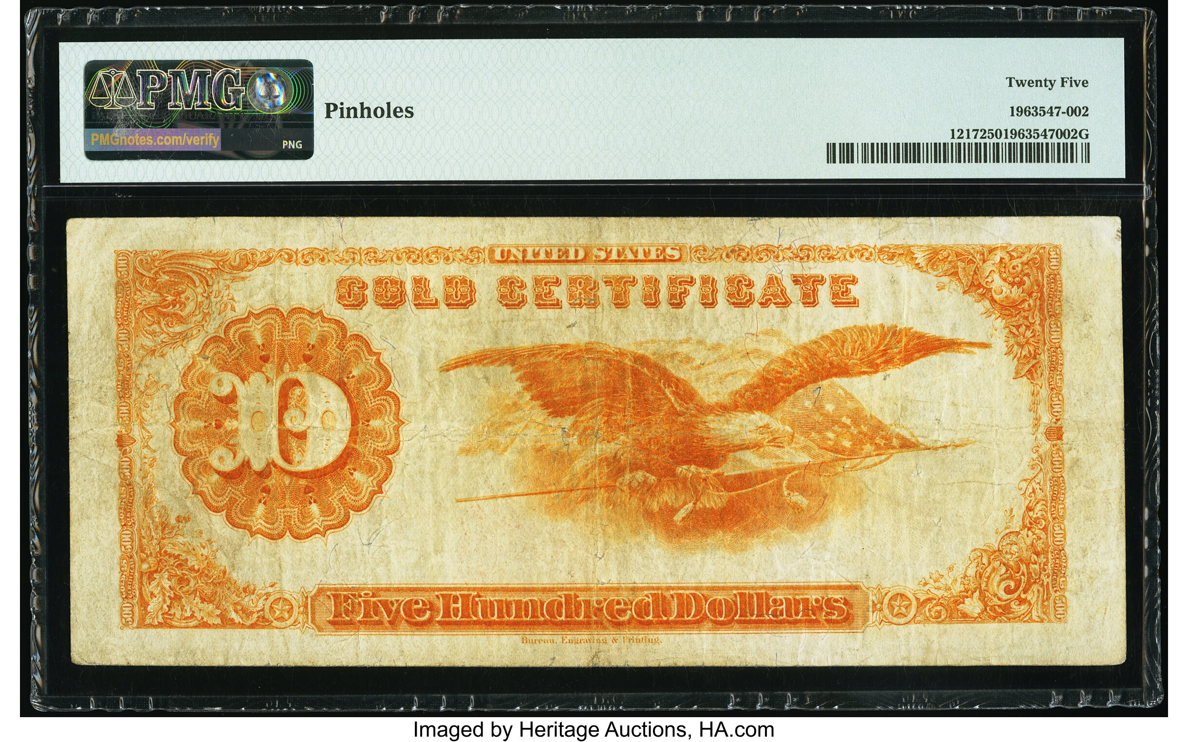 image for: Fr. 1217 $500 1922 Gold Certificate PMG Very Fine 25....