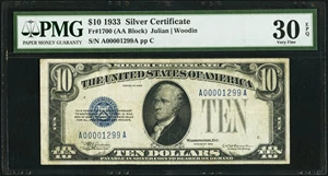 image for: Fr. 1700 $10 1933 Silver Certificate. PMG Very Fine 30 EPQ....