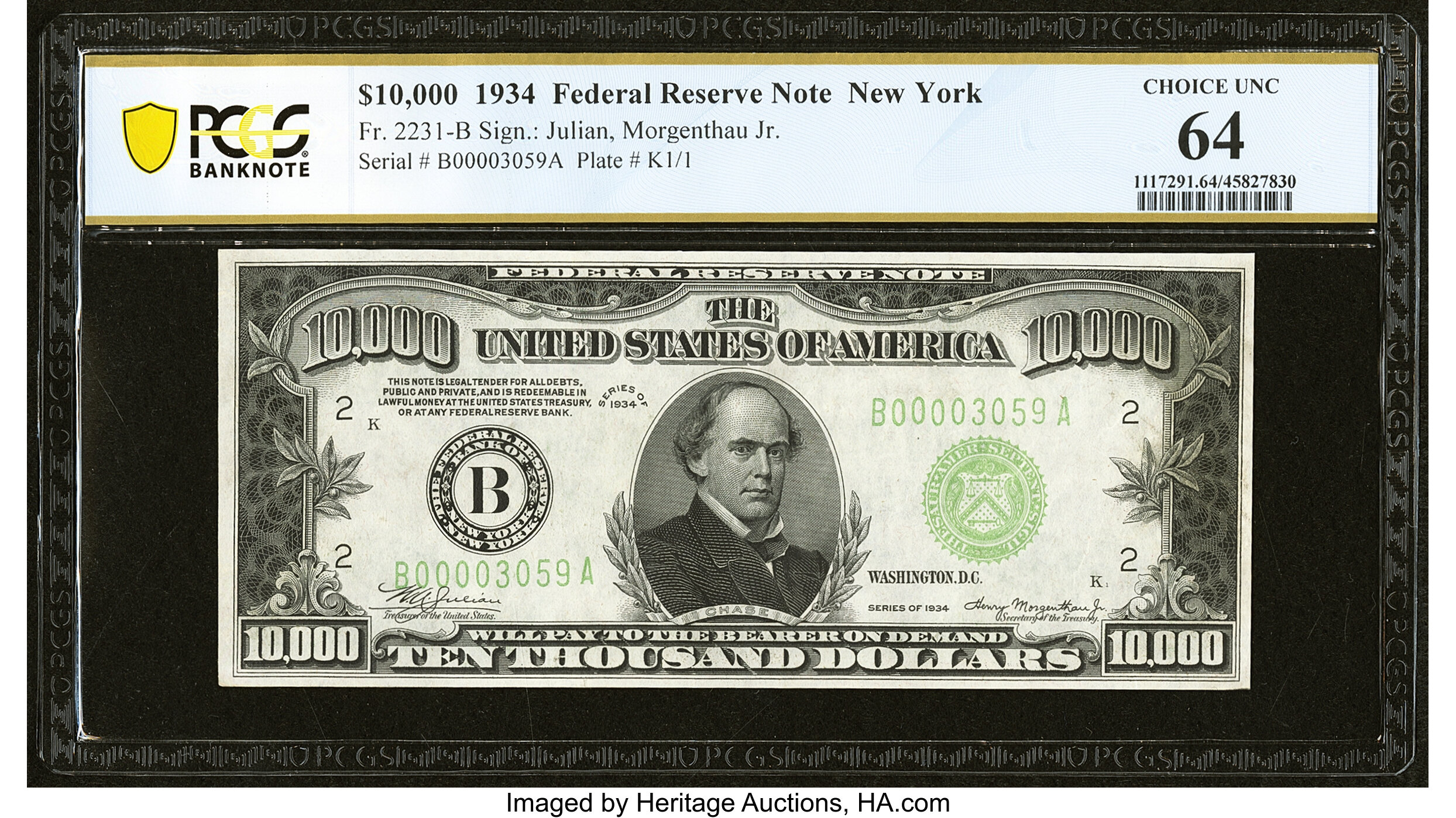 image for: Fr. 2231-B $10,000 1934 Federal Reserve Note. PCGS Banknote Choice Unc 64....