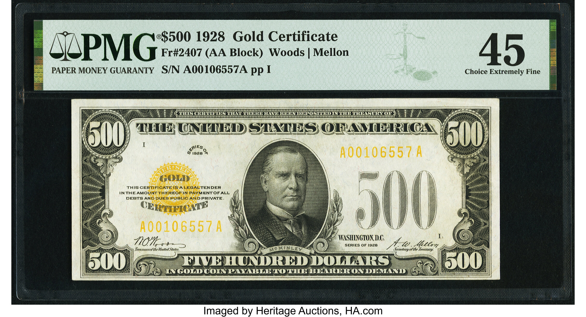 image for: Fr. 2407 $500 1928 Gold Certificate. PMG Choice Extremely Fine 45....