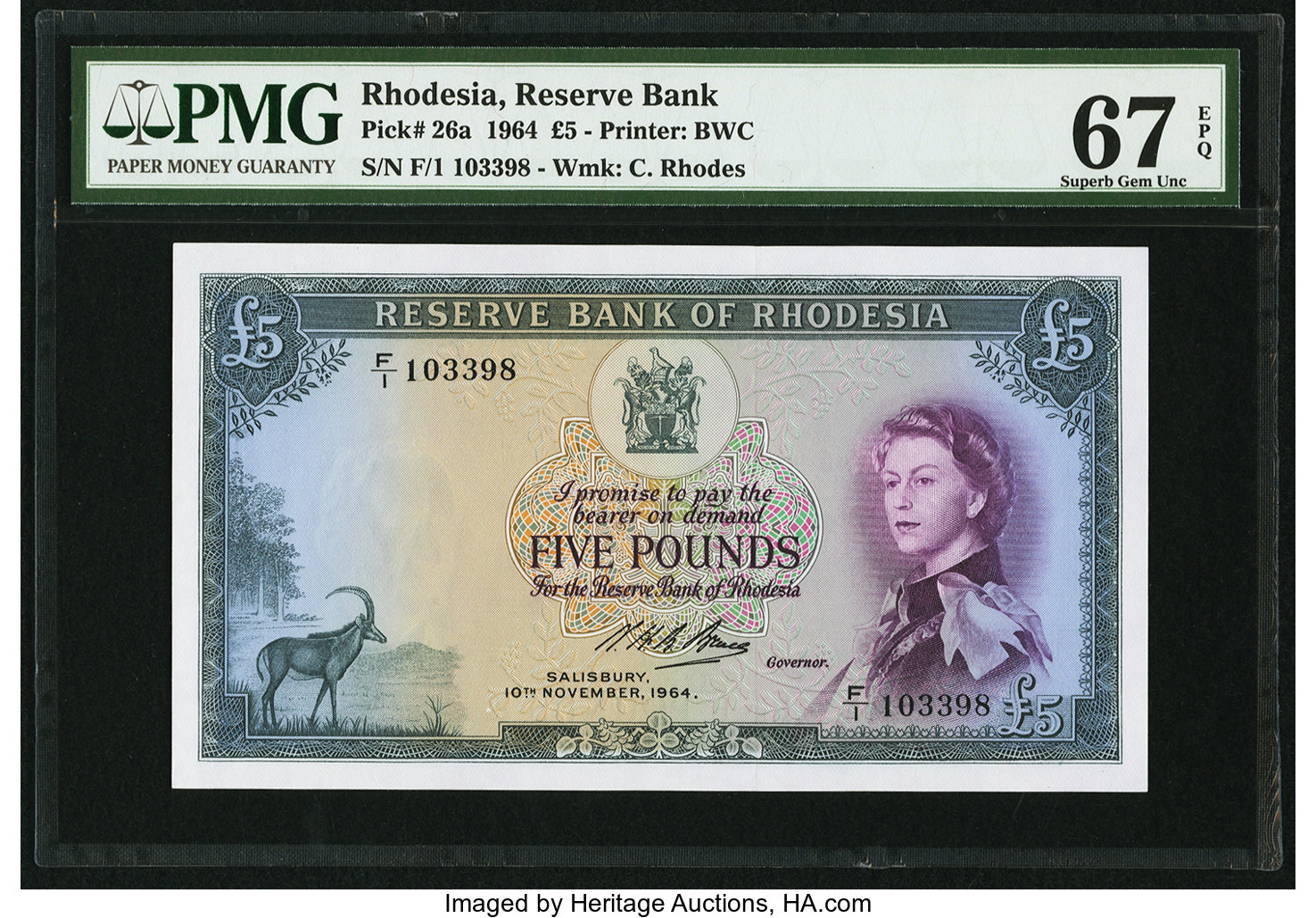 image for: Rhodesia  5 pounds(B103at)