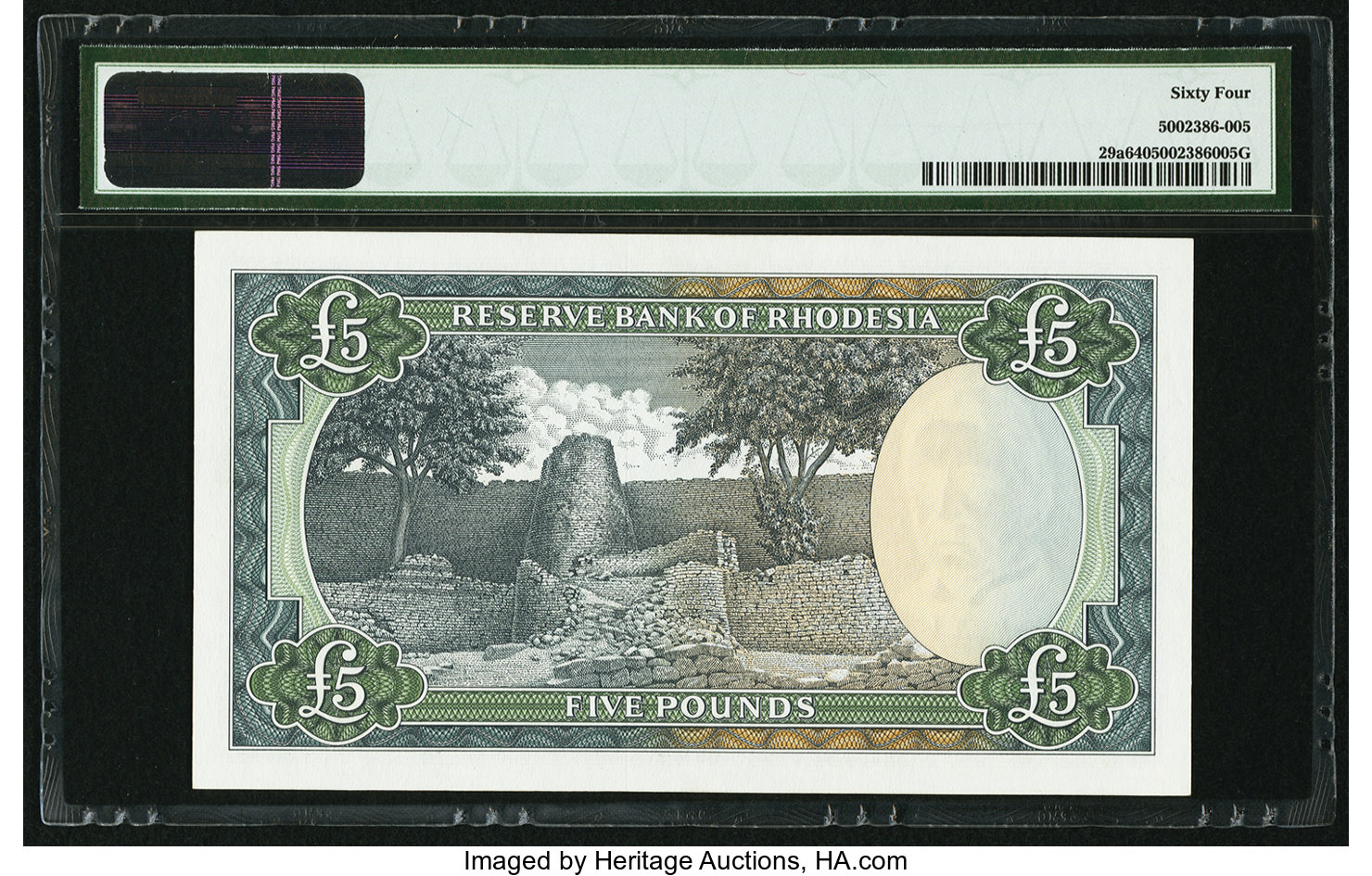 image for: Rhodesia  5 pounds(B106a)
