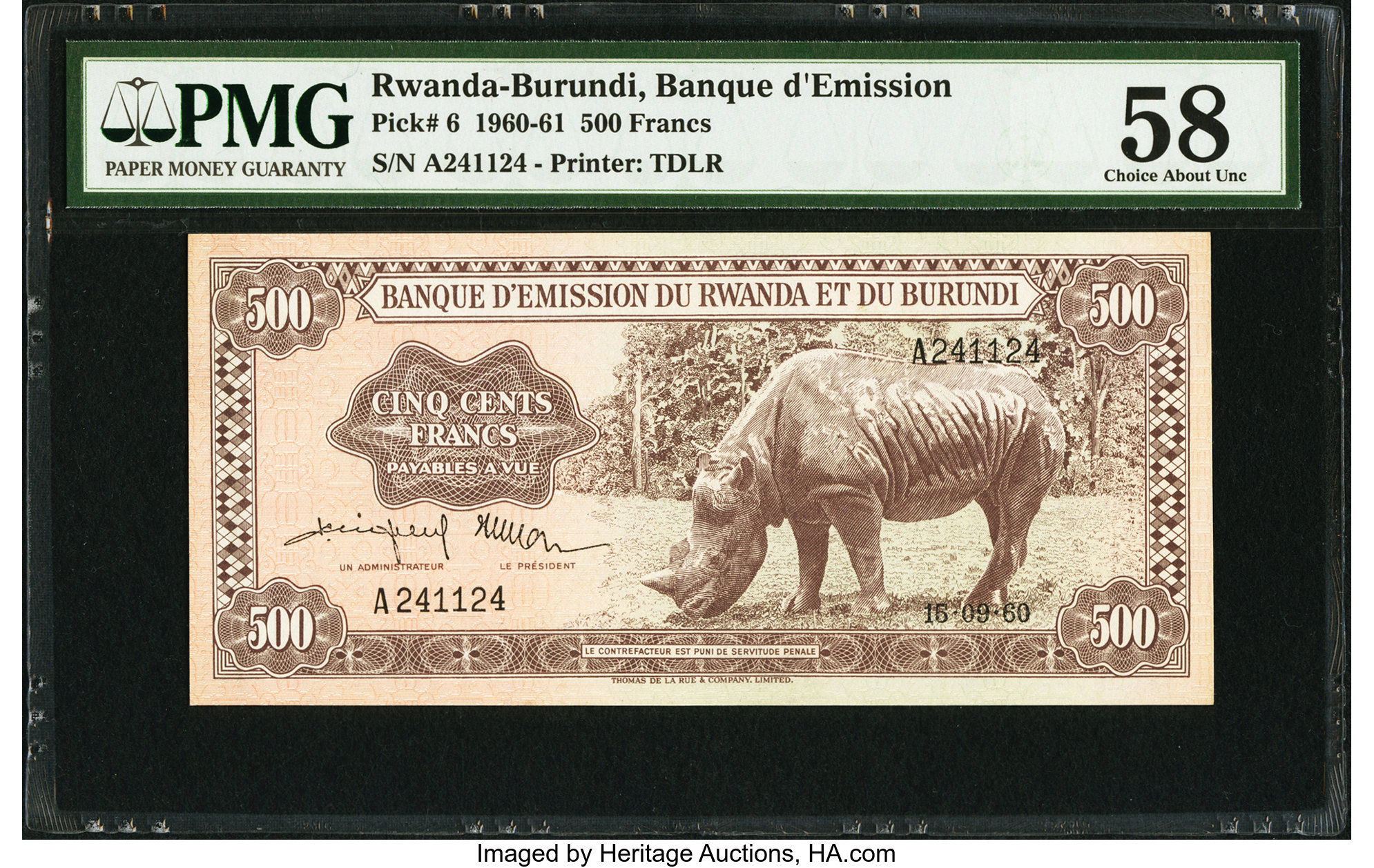 image for: Rwanda and Burundi  500 francs(B106c)