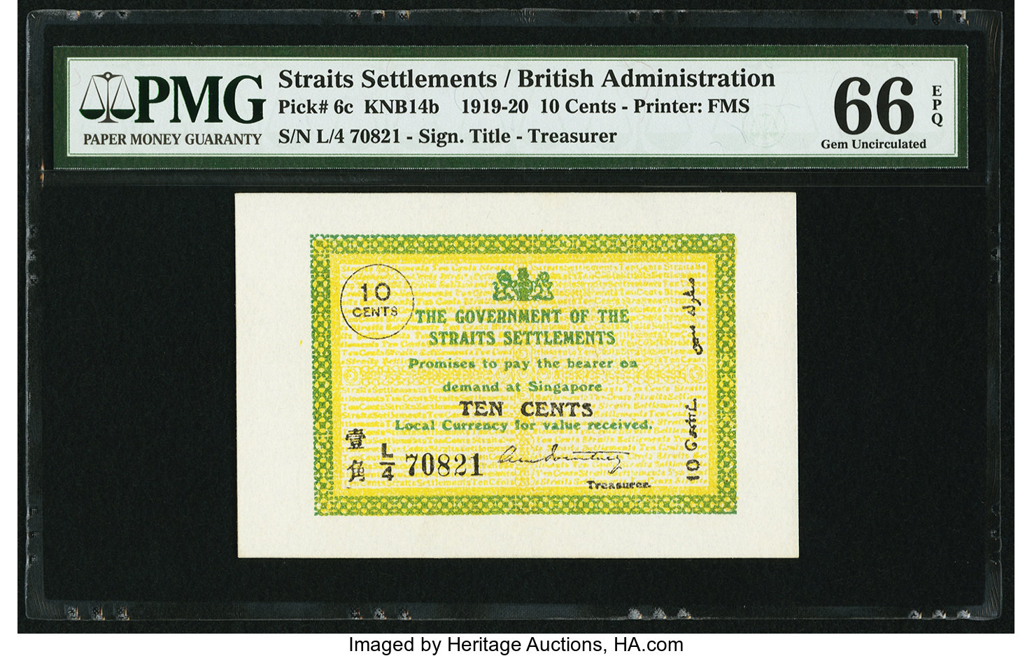 image for: Straits Settlements  10 cents(B115b)