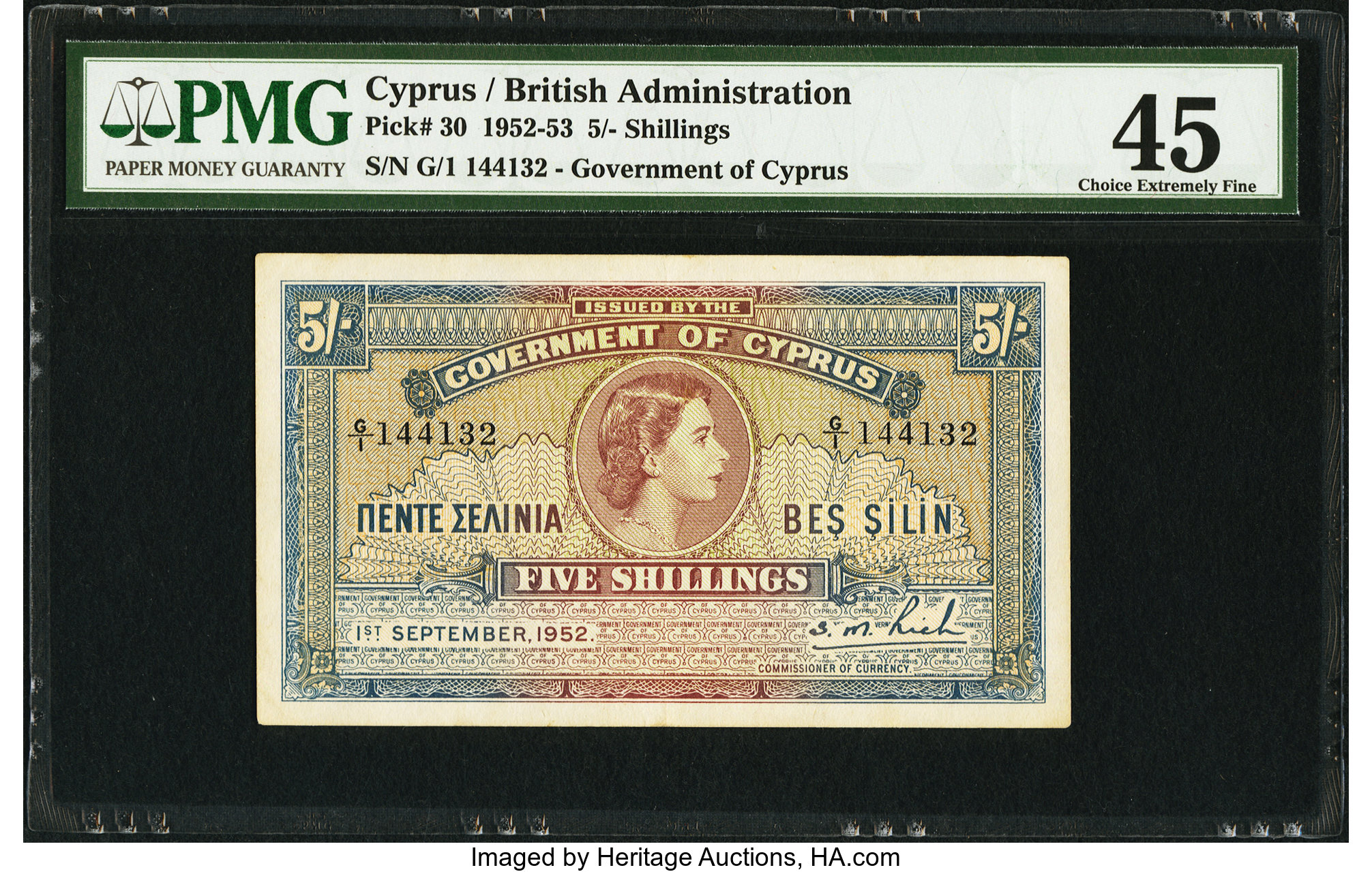 image for: Cyprus  5 shillings (B130as)