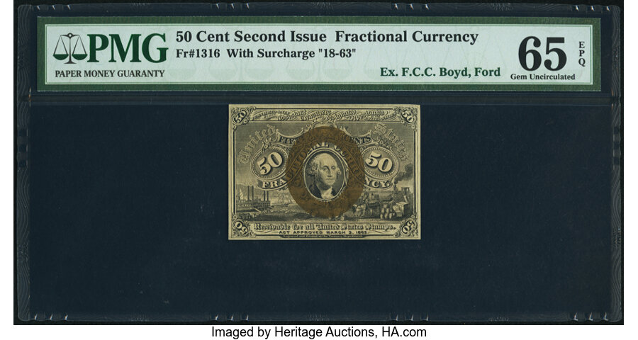 image for: Fr. 1316 50¢ Second Issue PMG Gem Uncirculated 65 EPQ....