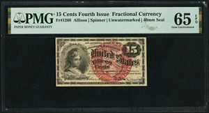 image for: Fr. 1268 15¢ Fourth Issue PMG Gem Uncirculated 65 EPQ....