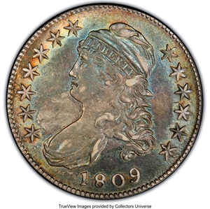 image for: 1809 50C Normal Edge, O-112, Low R.5, AU53 PCGS. Ex: Frederick Collection. PCGS Population: (1/2). NGC Census: (0/1). CDN: ...