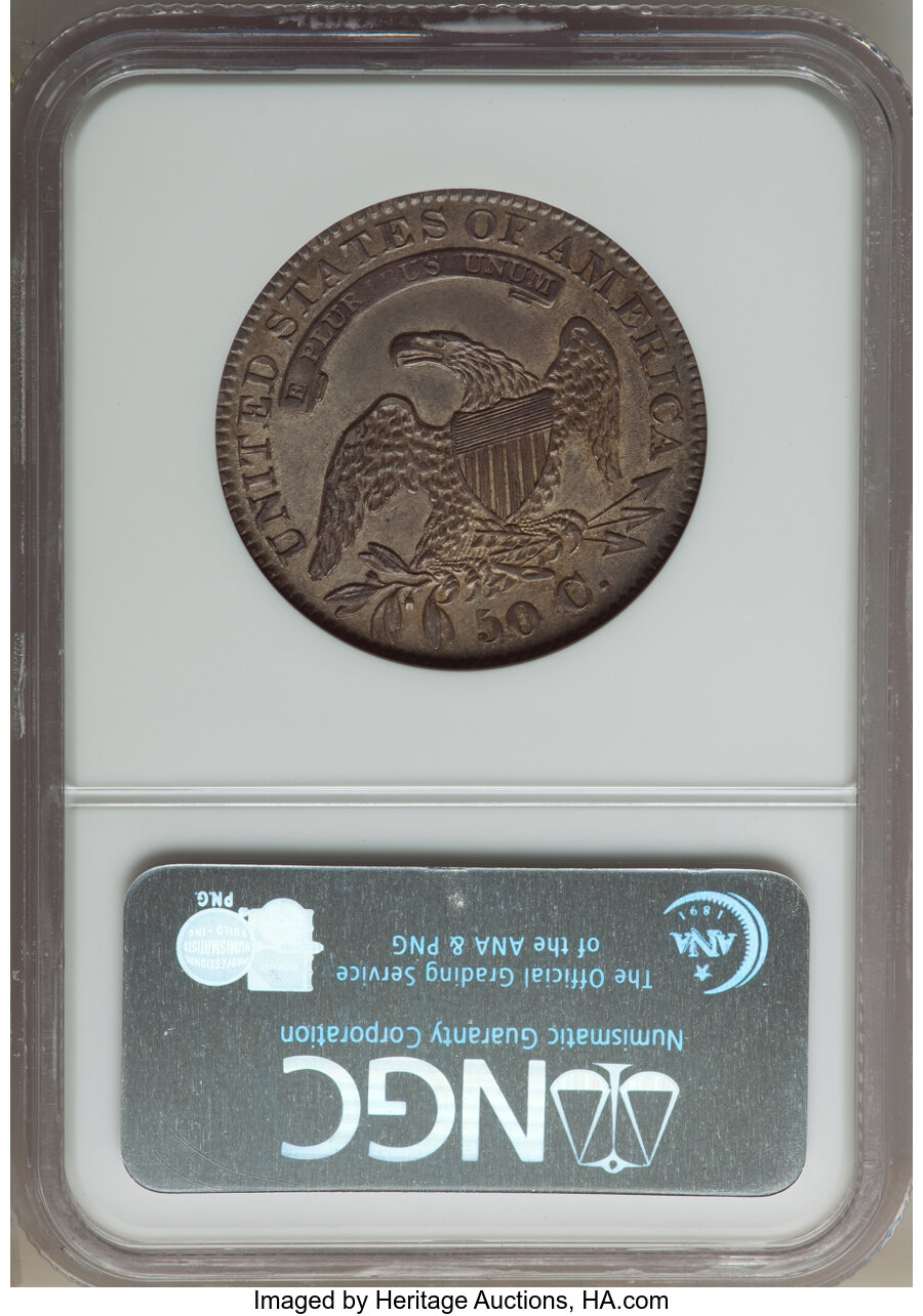 image for: 1833 50C O-109, R.1, AU55 NGC. NGC Census: (9/8). PCGS Population: (1/7). CDN: $375 Whsle. Bid for NGC/PCGS AU55. Mintage 5...