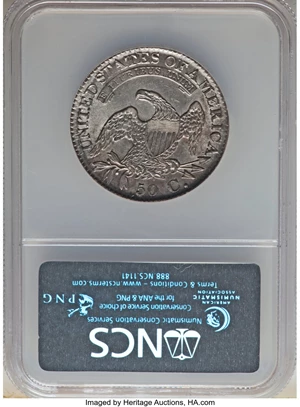image for: 1827 50C Square Base 2, O-136, Low R.4, -- Improperly Cleaned -- NCS. AU Details. Mintage 5,493,400. ...