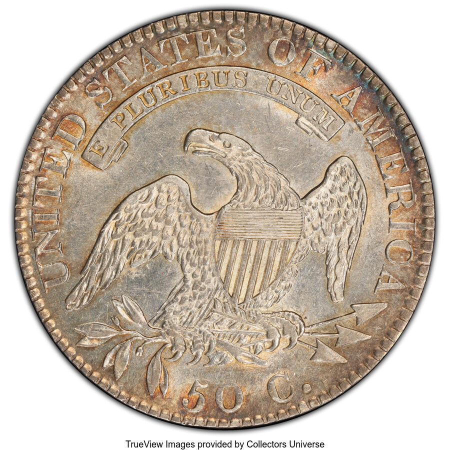 image for: 1819 50C O-112, R.4, AU53 PCGS. PCGS Population: (2/5 and 0/0+). NGC Census: (0/5 and 0/0+). CDN: $638 Whsle. Bid for NGC/P...