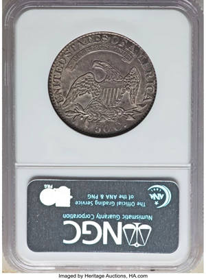image for: 1827 50C Square Base 2, O-126, R.3, AU50 NGC. NGC Census: (1/6). PCGS Population: (0/8). CDN: $302.50.Whsle. Bid for NGC/PC...