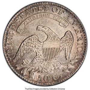 image for: 1827 50C Square Base 2, O-109, Low R.4, AU55 PCGS. PCGS Population: (2/1 and 0/1+). NGC Census: (5/3 and 0/0+). CDN: $456 W...