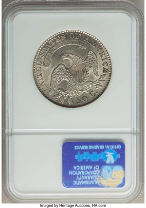 image for: 1828 50C Square Base 2, Small 8s, Small Letters, O-119, R.3, AU58 NGC. NGC Census: (6/1). PCGS Population: (4/4). CDN: $1,8...