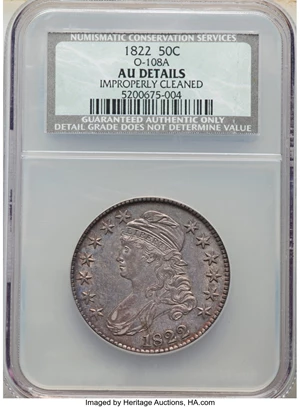 image for: 1822 50C O-108a, R.3, -- Improperly Cleaned -- NCS. AU Details. Mintage 1,559,573. ...