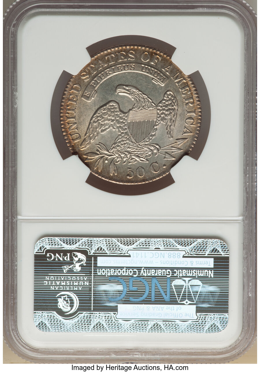 image for: 1830 50C Small 0, O-101, R.1, AU55 NGC. NGC Census: (6/22). PCGS Population: (6/5). CDN: $375 Whsle. Bid for NGC/PCGS AU55....