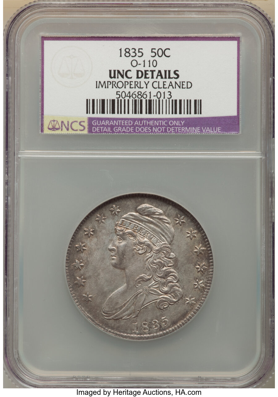 image for: 1835 50C O-110, R.3, -- Improperly Cleaned -- NCS. Unc Details.  Mintage 5,352,006. ...