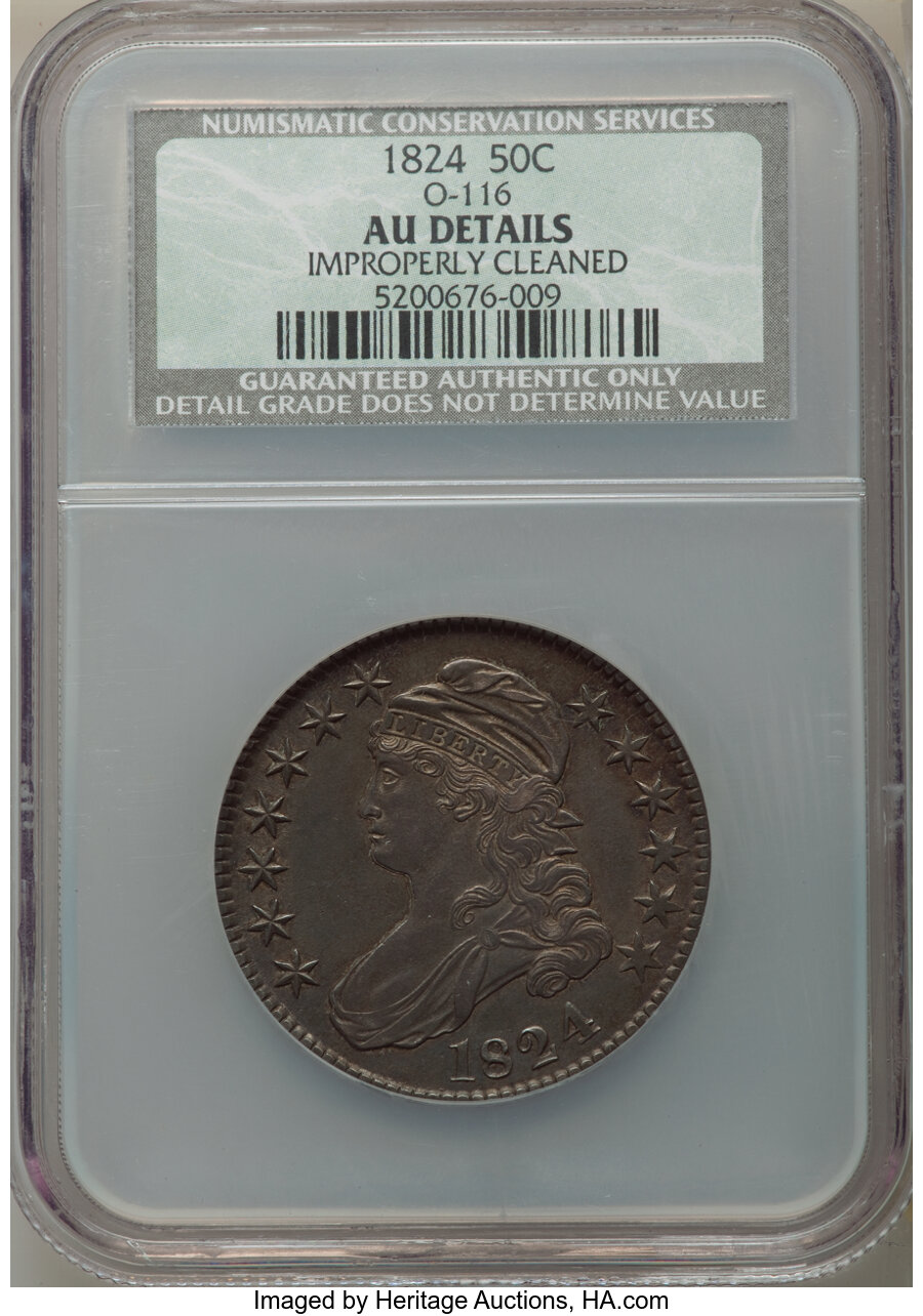image for: 1824 50C O-116, R.3, -- Improperly Cleaned -- NCS. AU Details.  Mintage 3,504,954. ...