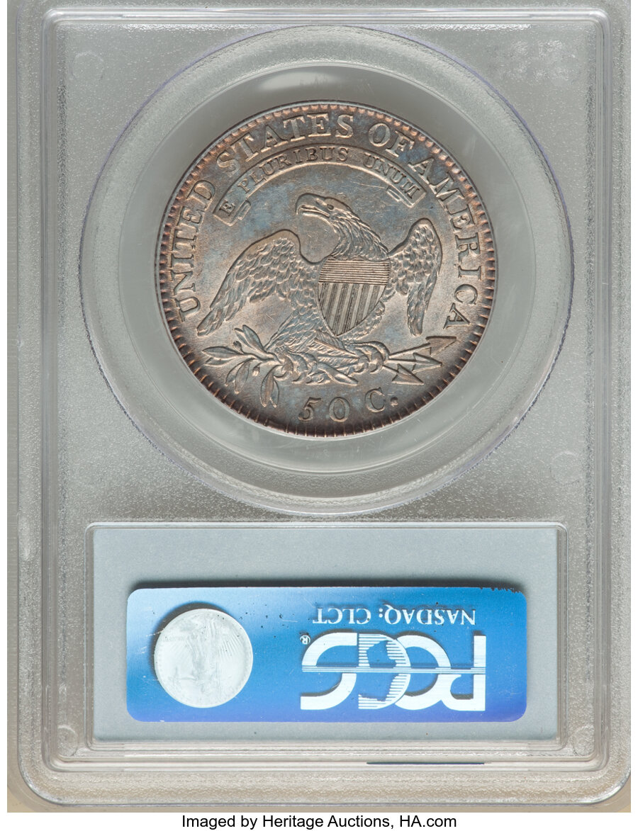 image for: 1818 50C O-104a, R.3, AU55 PCGS. PCGS Population: (4/5). NGC Census: (1/4). CDN: $1,102.50.Whsle. Bid for NGC/PCGS AU55. Mi...