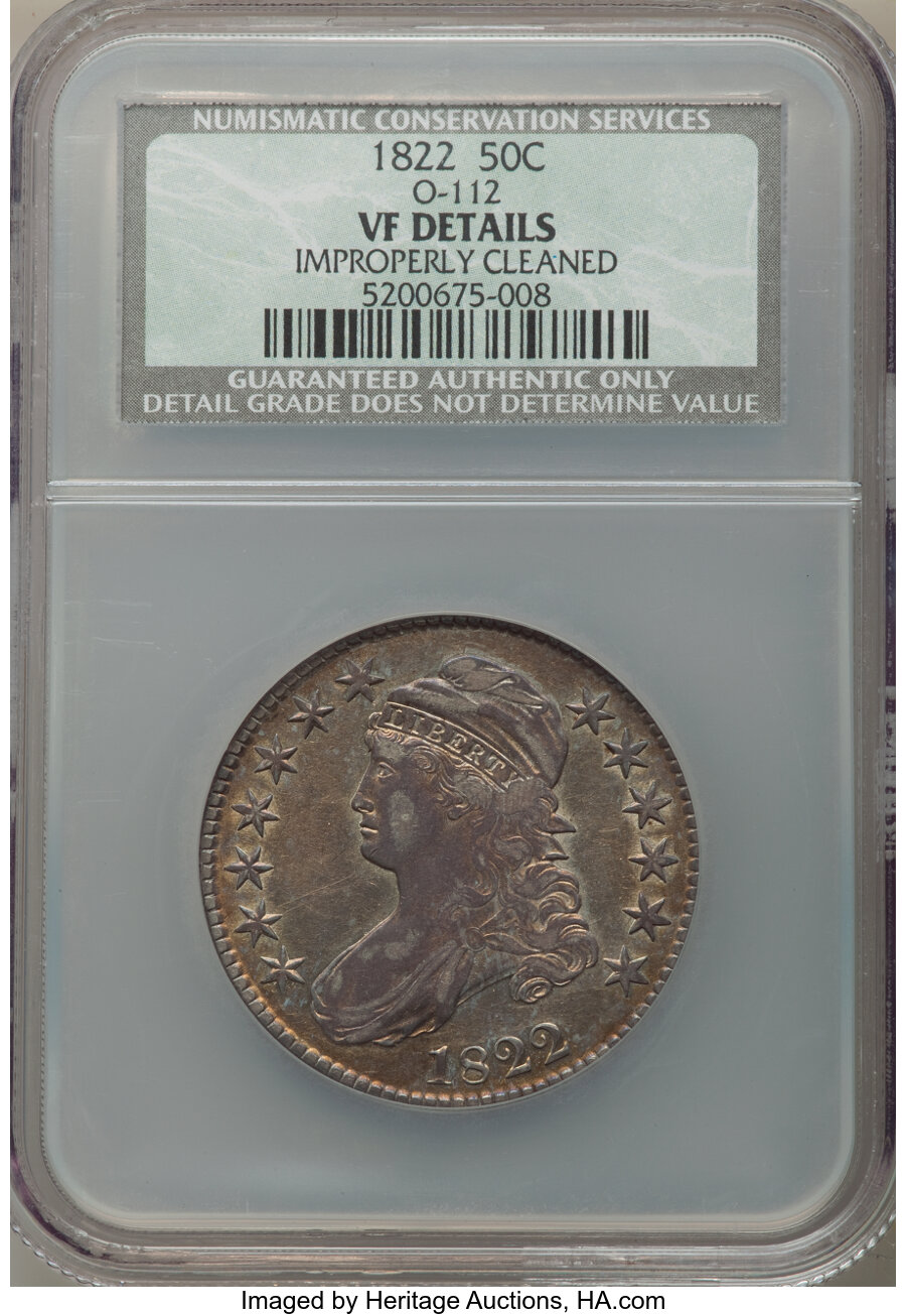 image for: 1822 50C O-112, High R.4, -- Improperly Cleaned -- NCS. VF Details.  Mintage 1,559,573. ...