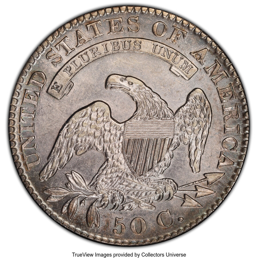 image for: 1829 50C Small Letters, O-111, R.3, AU55 PCGS.  Mintage 3,712,156....