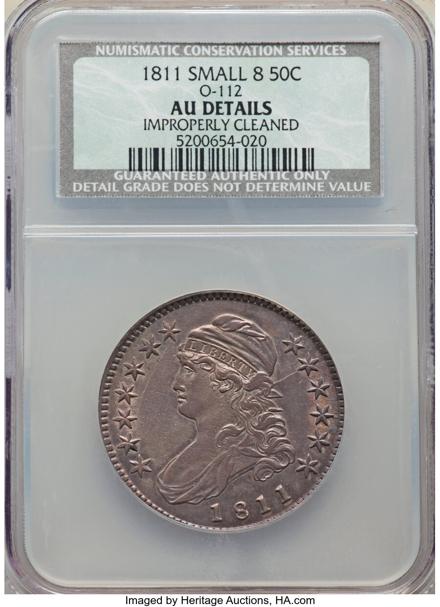 image for: 1811 50C Small 8, O-112, Low R.4, -- Improperly Cleaned -- NCS. AU Details.  ...