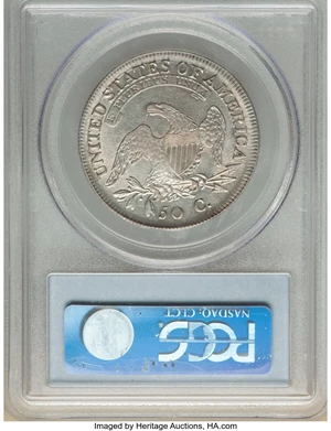 image for: 1809 50C Normal Edge, O-105, R.2, AU53 PCGS. Ex: Frederick Collection. PCGS Population: (3/5). NGC Census: (2/4). CDN: $960...