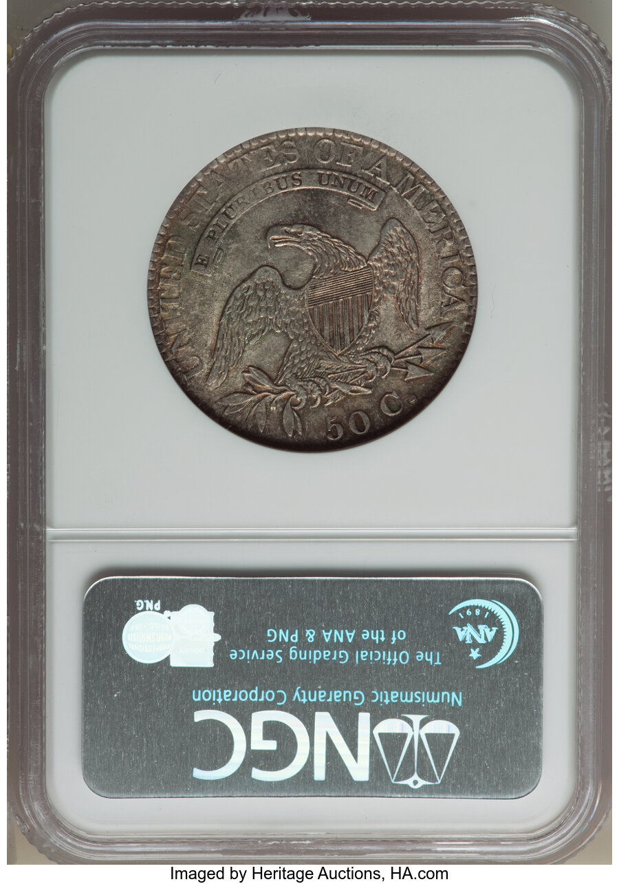 image for: 1825 50C O-116, R.2, AU55 NGC. NGC Census: (3/8). PCGS Population: (1/5). CDN: $375 Whsle. Bid for NGC/PCGS AU55. Mintage 2...