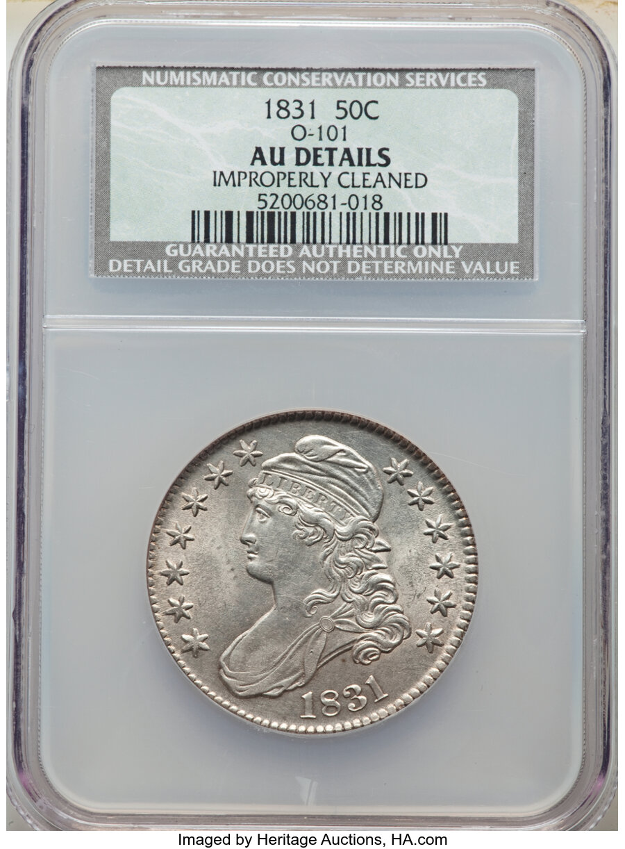 image for: 1831 50C O-101, R.3, -- Improperly Cleaned -- NCS. AU Details.  Mintage 5,873,660. ...