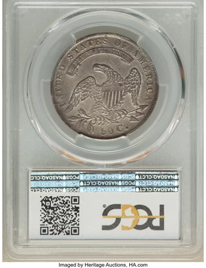 image for: 1836 50C Beaded Reverse, O-106a, R.2, AU55 PCGS. CAC. PCGS Population: (4/9 and 0/1+). NGC Census: (2/5 and 0/0+). CDN: $37...