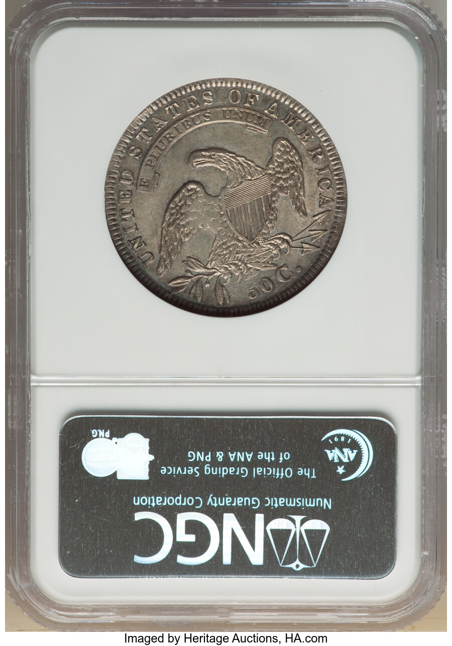 image for: 1834 50C Large Date, Small Letters, O-105, R.1, AU58 NGC. NGC Census: (12/8). PCGS Population: (5/3). CDN: $620 Whsle. Bid ...