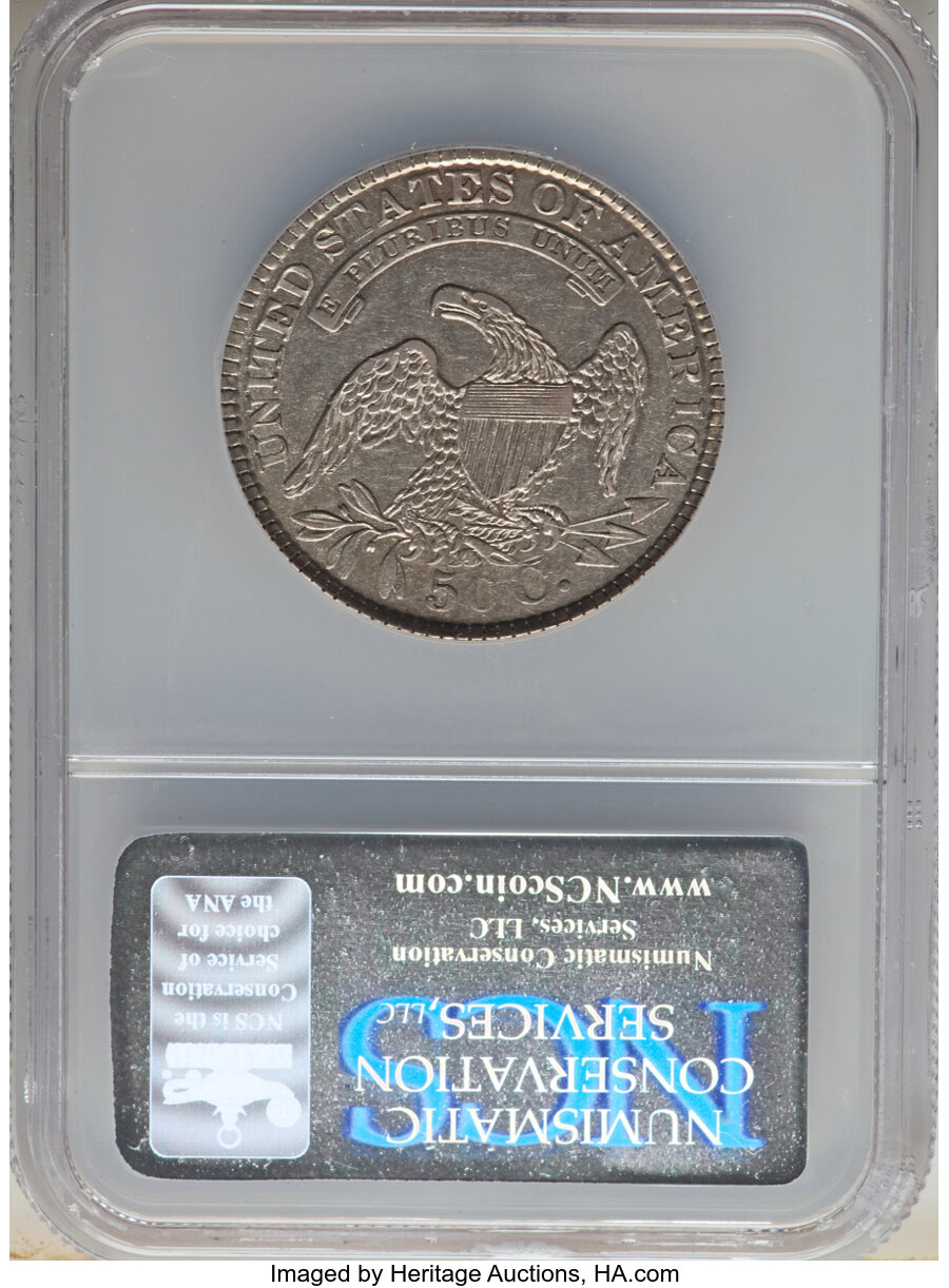 image for: 1829 50C Small Letters, O-107, R.3, -- Improperly Cleaned -- NCS. XF Details.  Mintage 3,712,156. ...