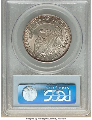 image for: 1827 50C Square Base 2, O-110, Low R.4, AU55 PCGS. CAC. PCGS Population: (3/4). NGC Census: (3/5). CDN: $456 Whsle. Bid for...