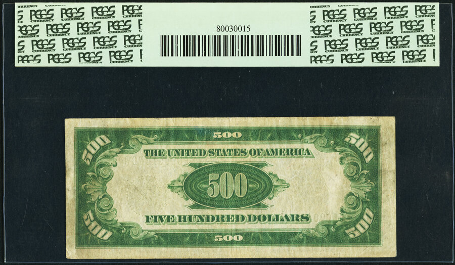 image for: Low Serial Number 1070 Fr. 2200-E $500 1928 Federal Reserve Note. PCGS Very Fine 20....